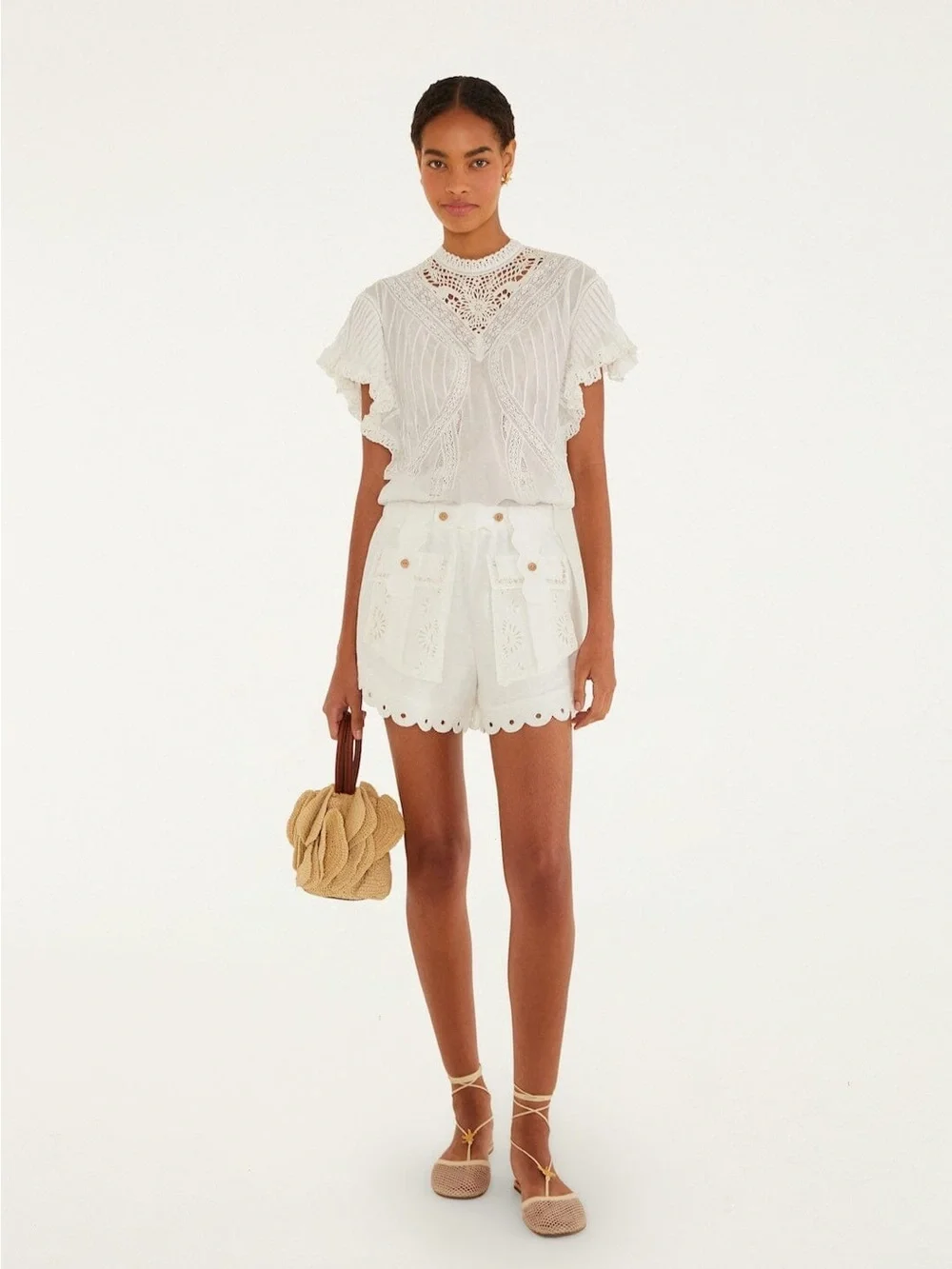 FARM RIO Off-White Artisanal Short - Picture 1 of 4